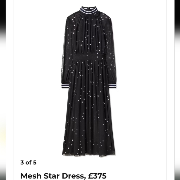 Tory Burch 0 Sheer Stretch Mesh Silver Star Print Dress with Sparkle Collar - Picture 1 of 13